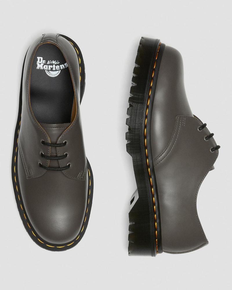 Men's Dr Martens 1461 Bex Smooth Leather Oxfords Shoes Khaki / Grey | AU 585MQZ